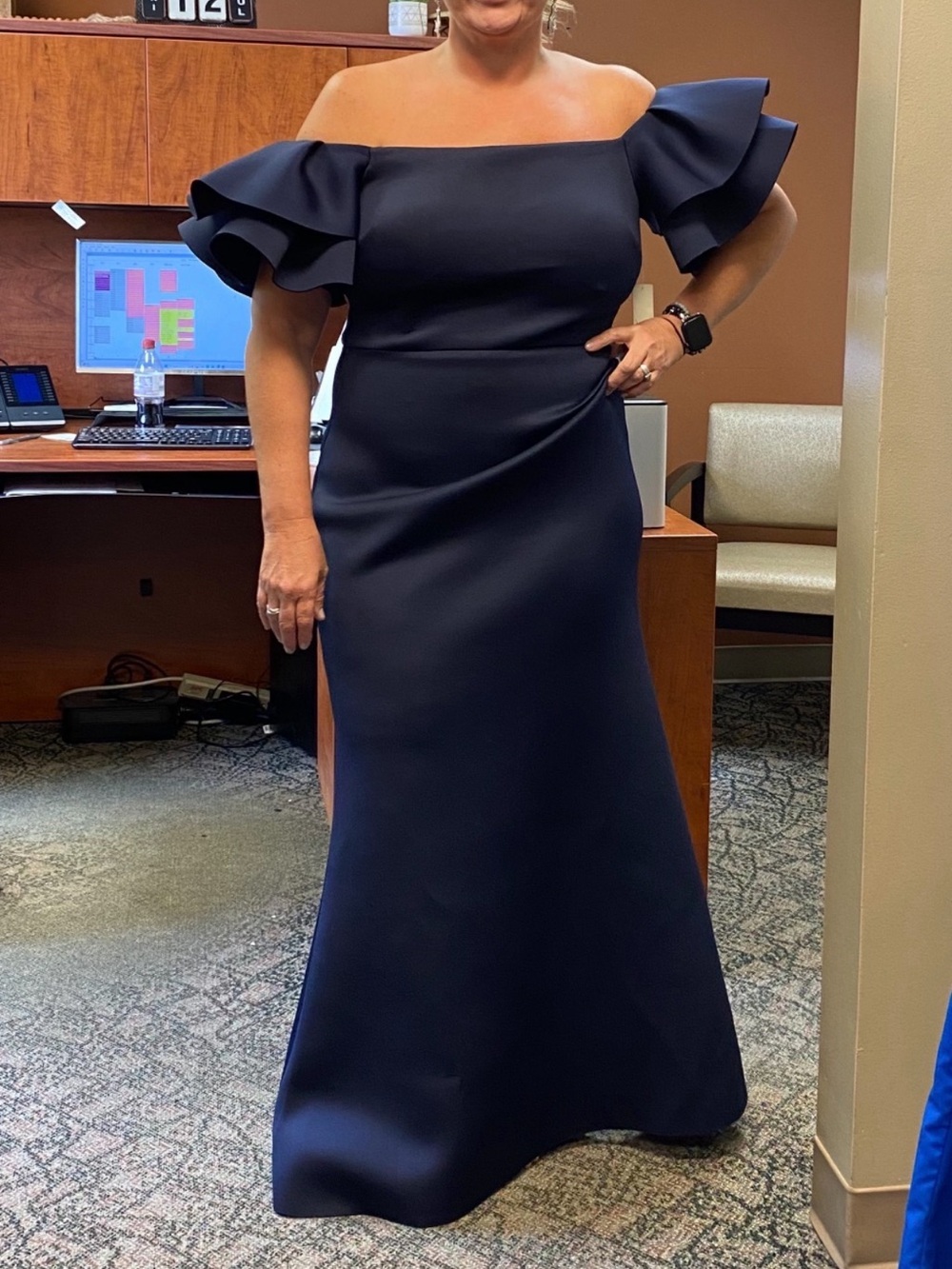 Source Unknown Navy Strapless Ruffle Mermaid Gown - Picture 2 of 2